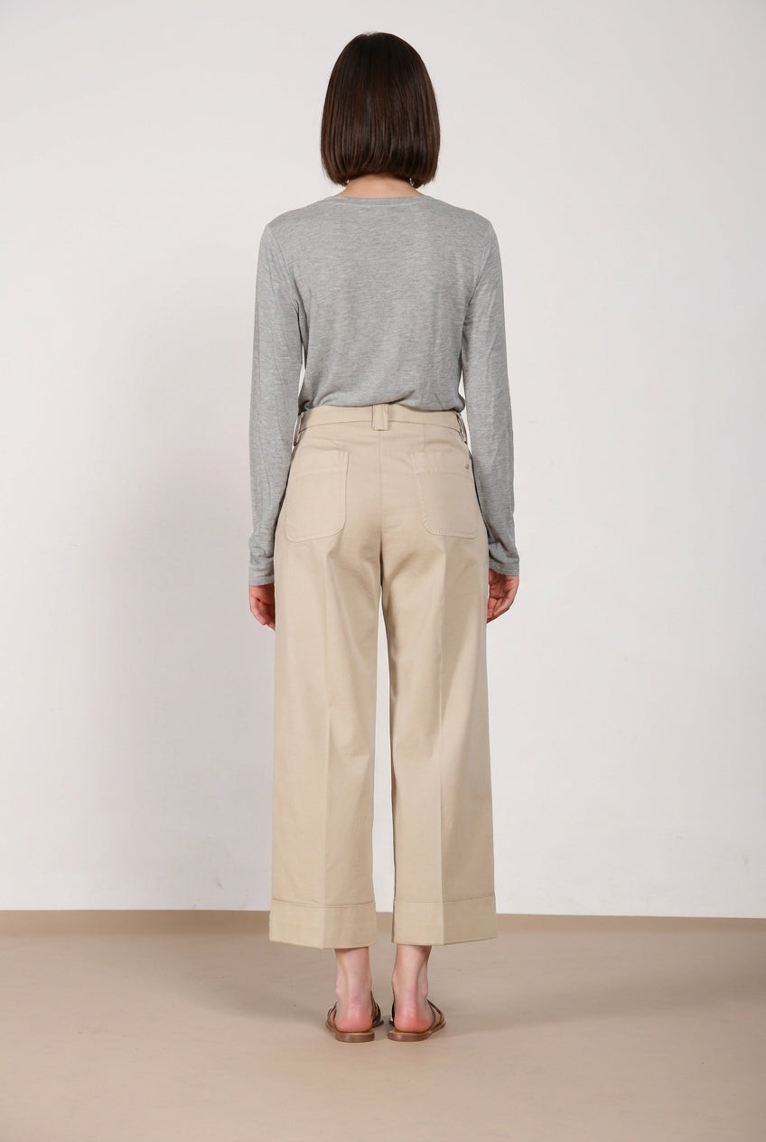 New York Studio Cropped pantalone chino donna in gabardina straight fit