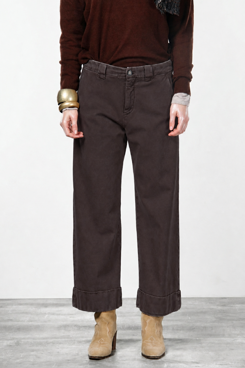New York Studio Crop pantalone chino donna in twill stretch straight fit
