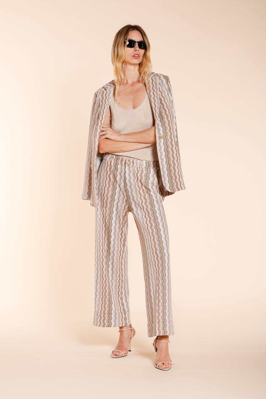 New York Studio Cropped City women's chino pants in striped jersey straight fit