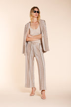 New York Studio Cropped City women's chino pants in striped jersey straight fit