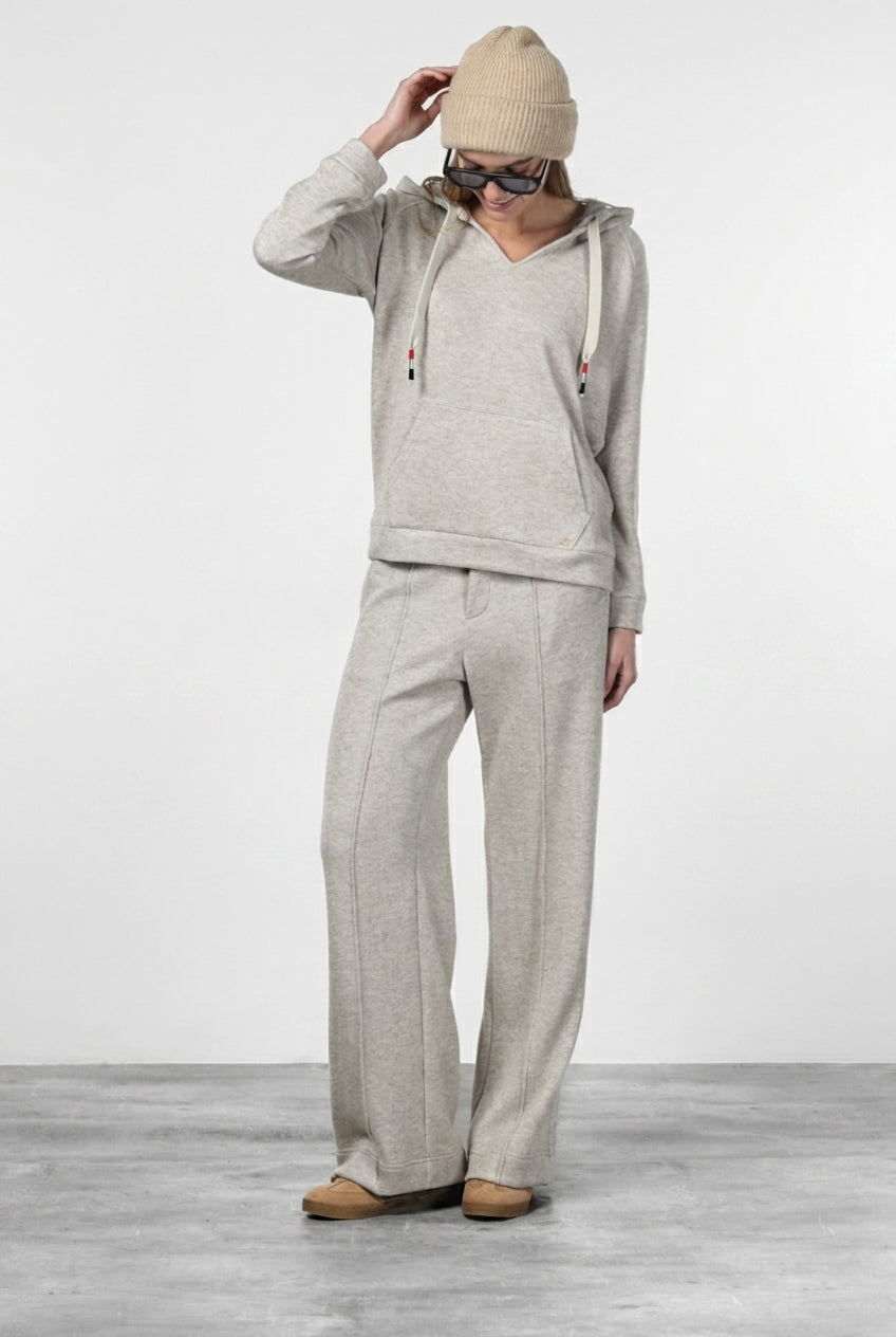 New York Studio Elax Chinohose für Damen aus Jersey mit Strickeffekt und straight fit