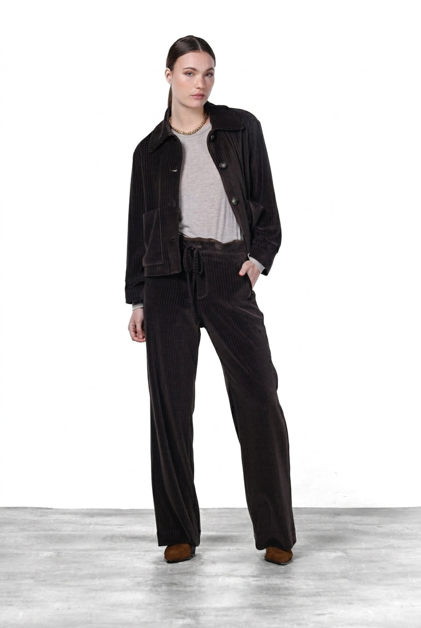 New York Studio Elax pantalón chino de mujer en terciopelo de pana ancha straight fit