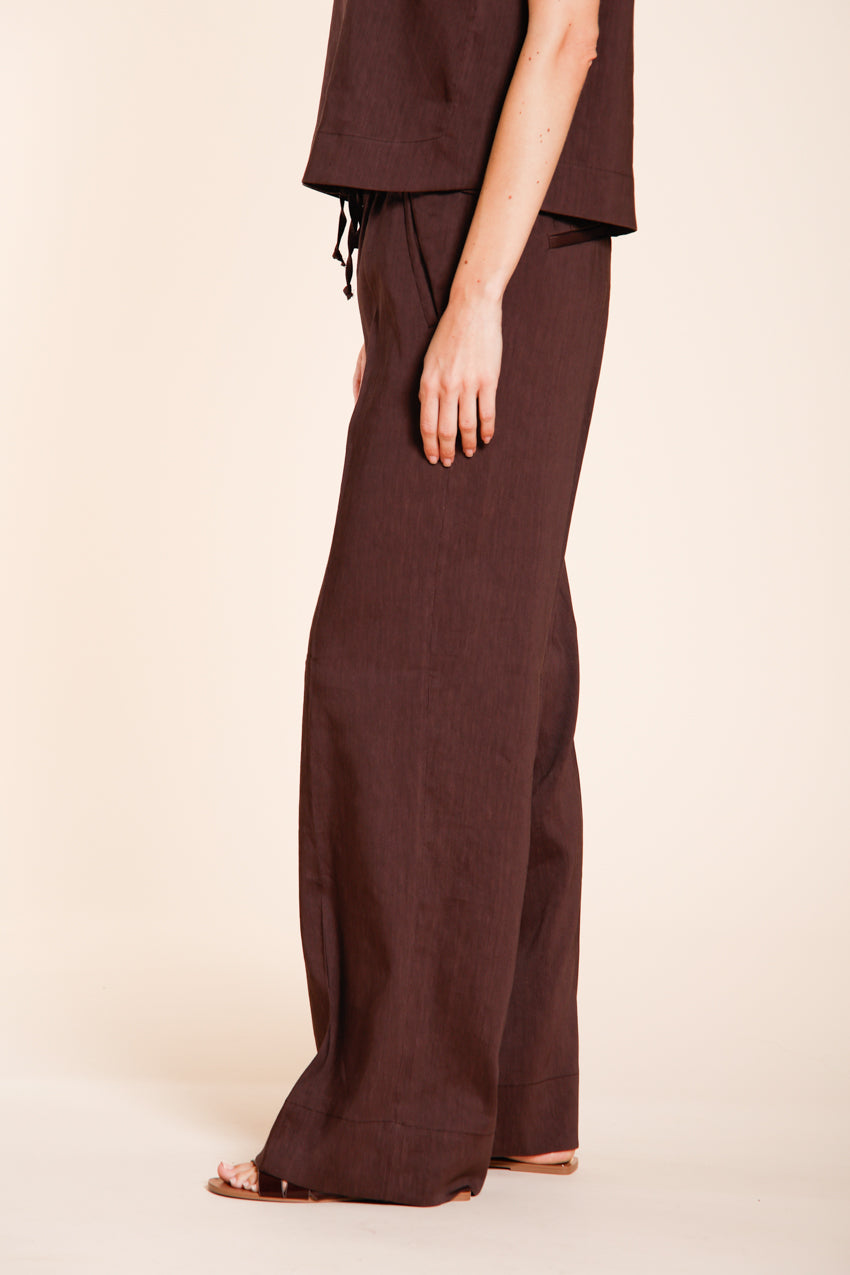 New York Studio Elax women's chino jogger pants in linen blend canvas straight fit