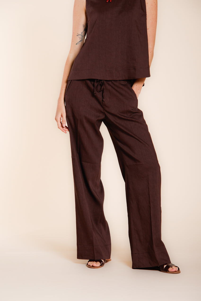 New York Studio Elax pantalón chino jogger mujer de tela mezcla de lino straight fit