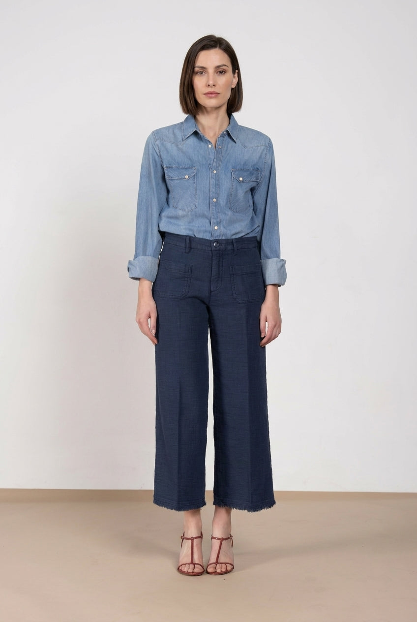 New York Studio Cropped pantalone chino donna in stuoia straight fit