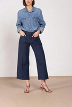 New York Studio Cropped pantalone chino donna in stuoia straight fit