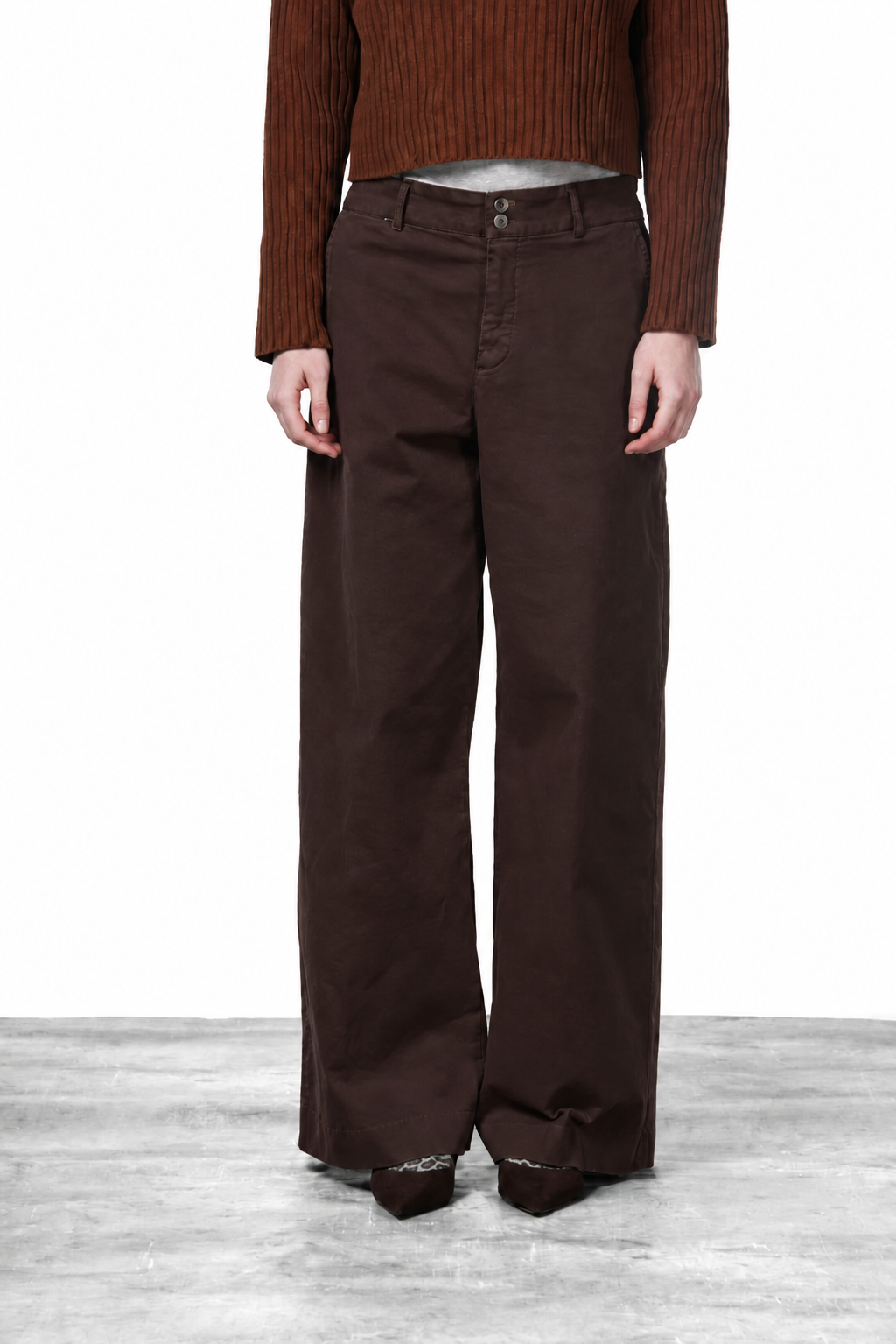 Pantalon chino New York Wide femme en satin, wide leg