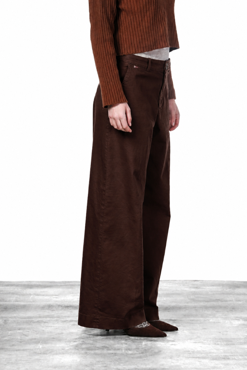 Pantalón chino New York Wide de mujer en raso, wide leg
