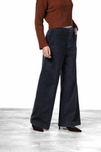 Pantalon chino New York Wide femme en satin, wide leg