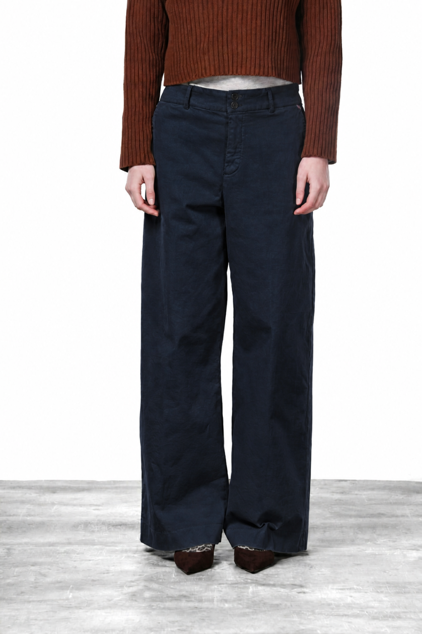 New York Wide pantalone chino donna in raso wide leg