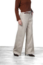 New York Wide pantalone chino donna in raso wide leg