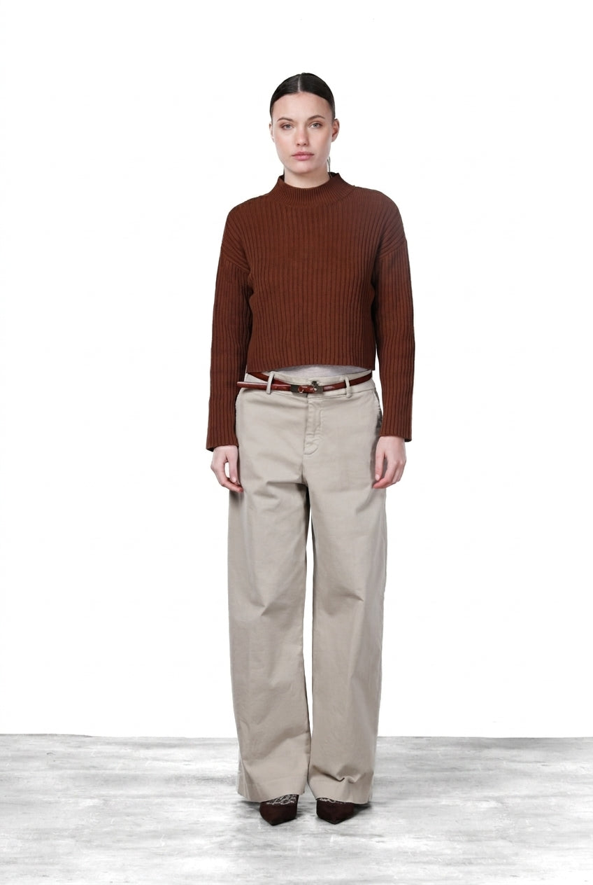 New York Wide pantalone chino donna in raso wide leg