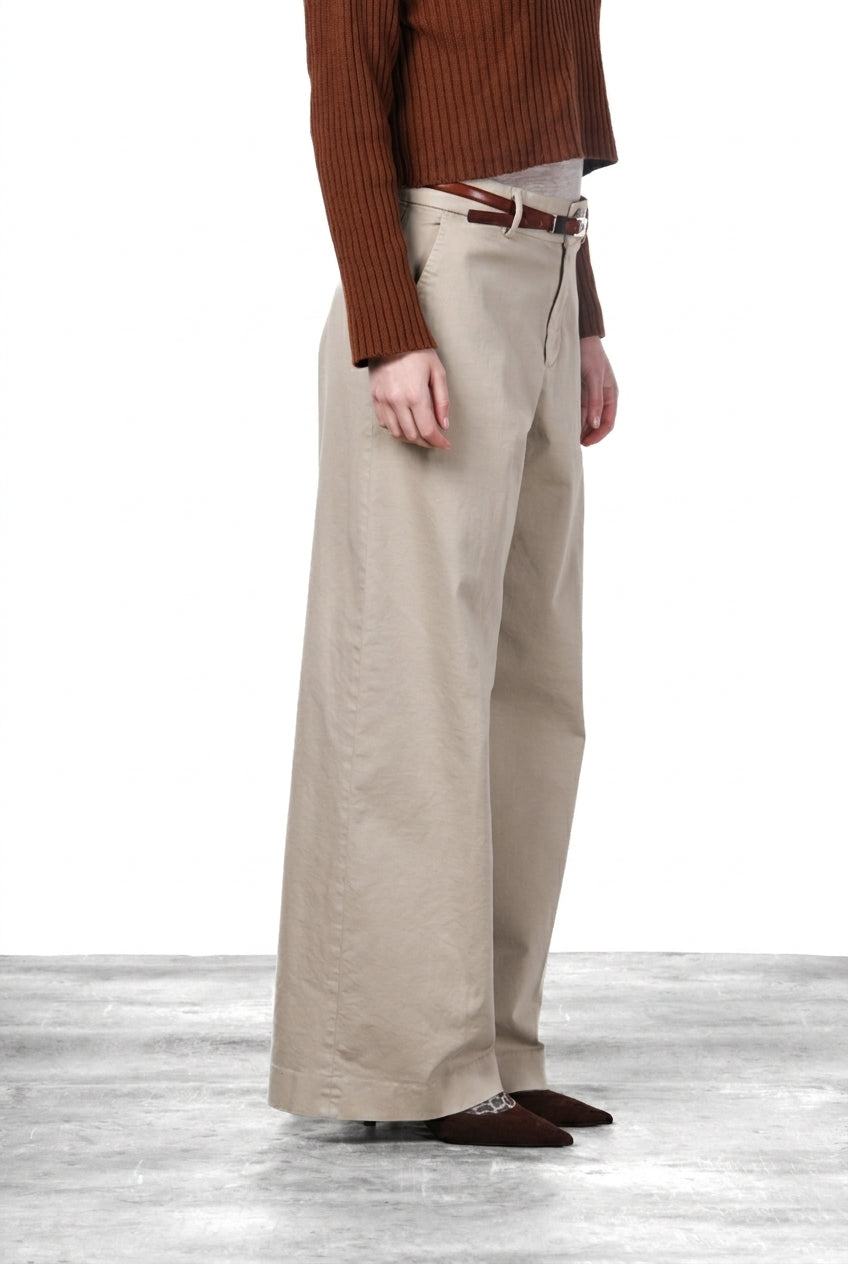 New York Wide pantalone chino donna in raso wide leg
