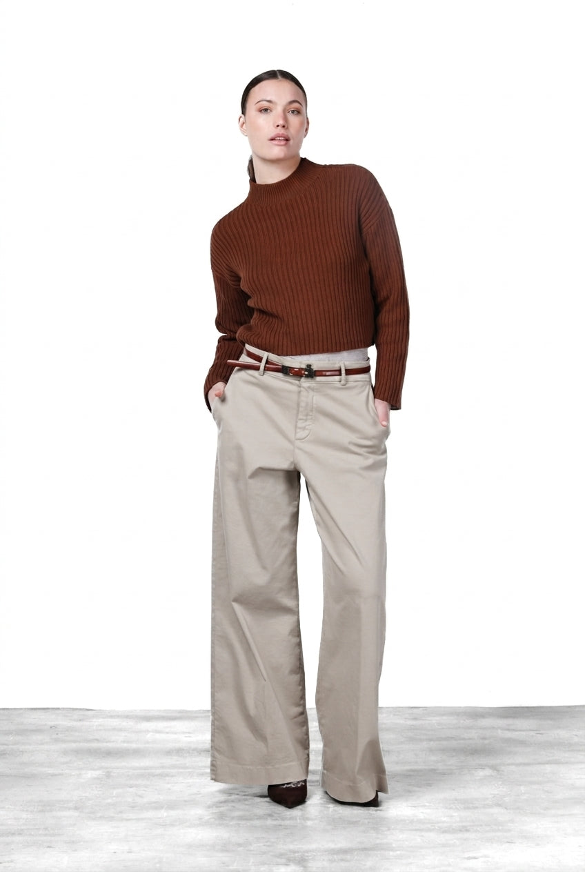 New York Wide pantalone chino donna in raso wide leg