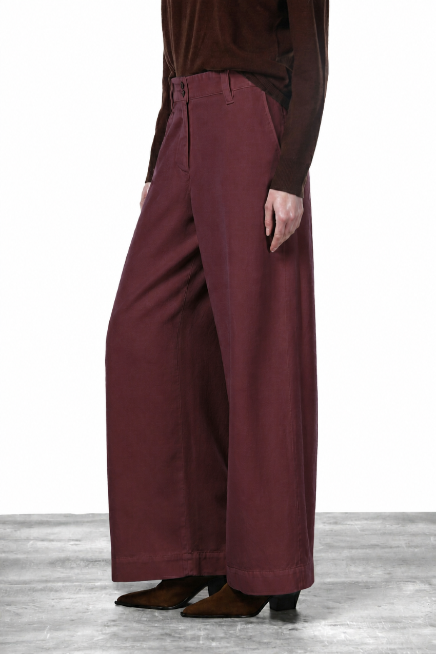 Pantalón chino New York Wide Elax de mujer en gabardina, wide leg