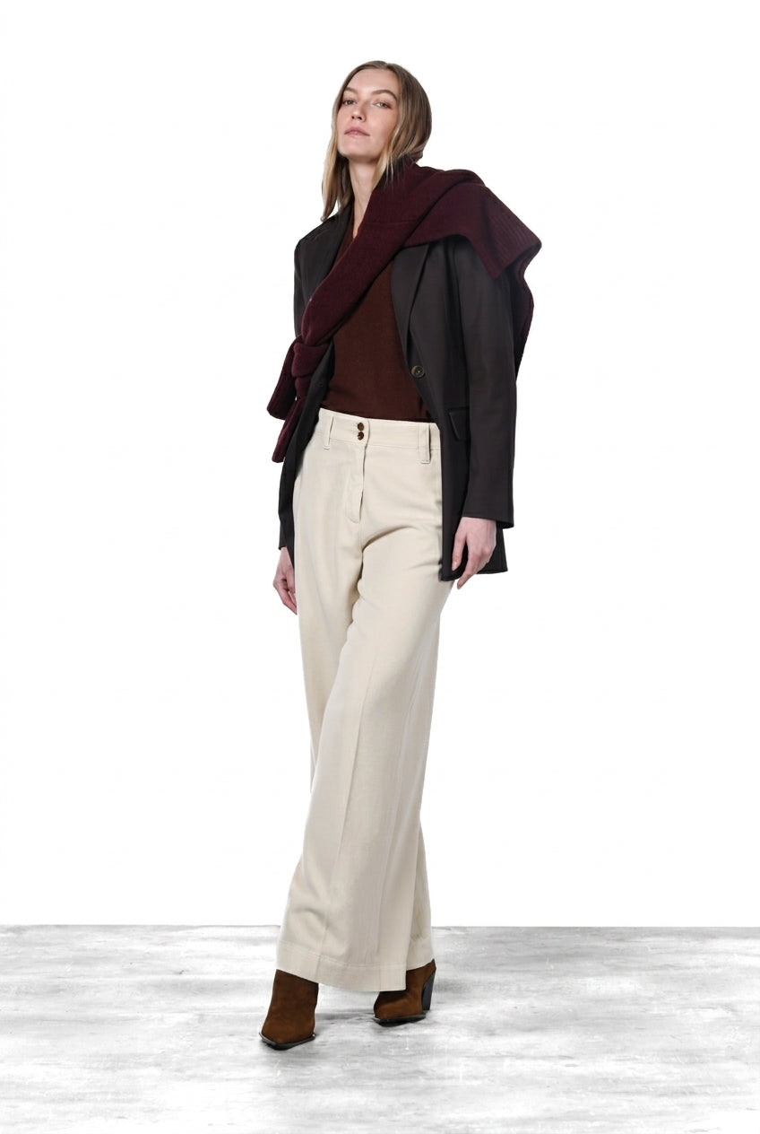 New York Wide Elax pantalone chino donna in gabardina wide leg