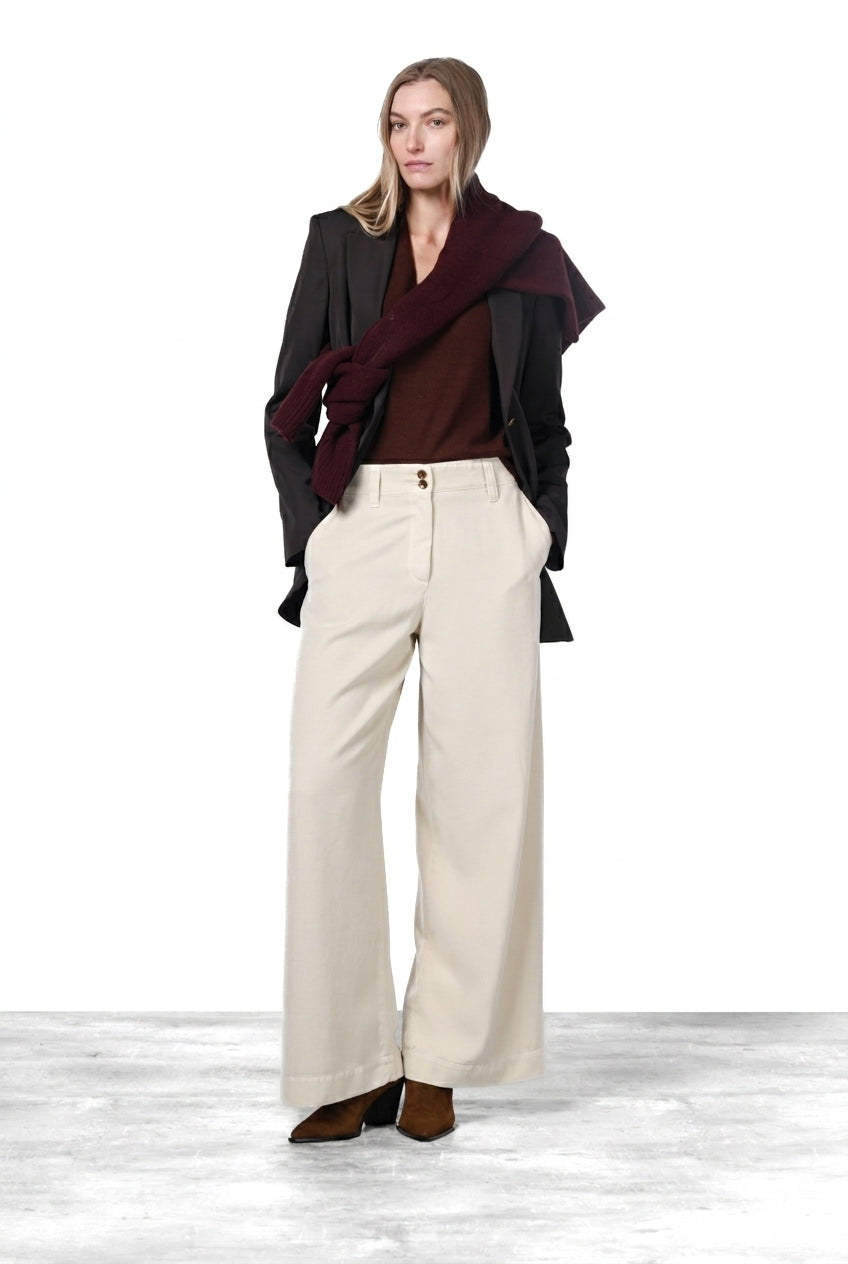 New York Wide Elax pantalone chino donna in gabardina wide leg