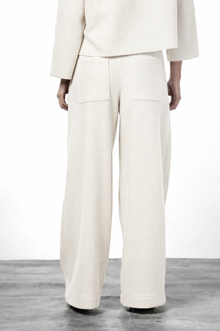 New York Wide women's chino trousers in wool cloth, wide leg