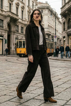 New York Studio Elax pantalón chino de mujer en terciopelo de pana ancha straight fit