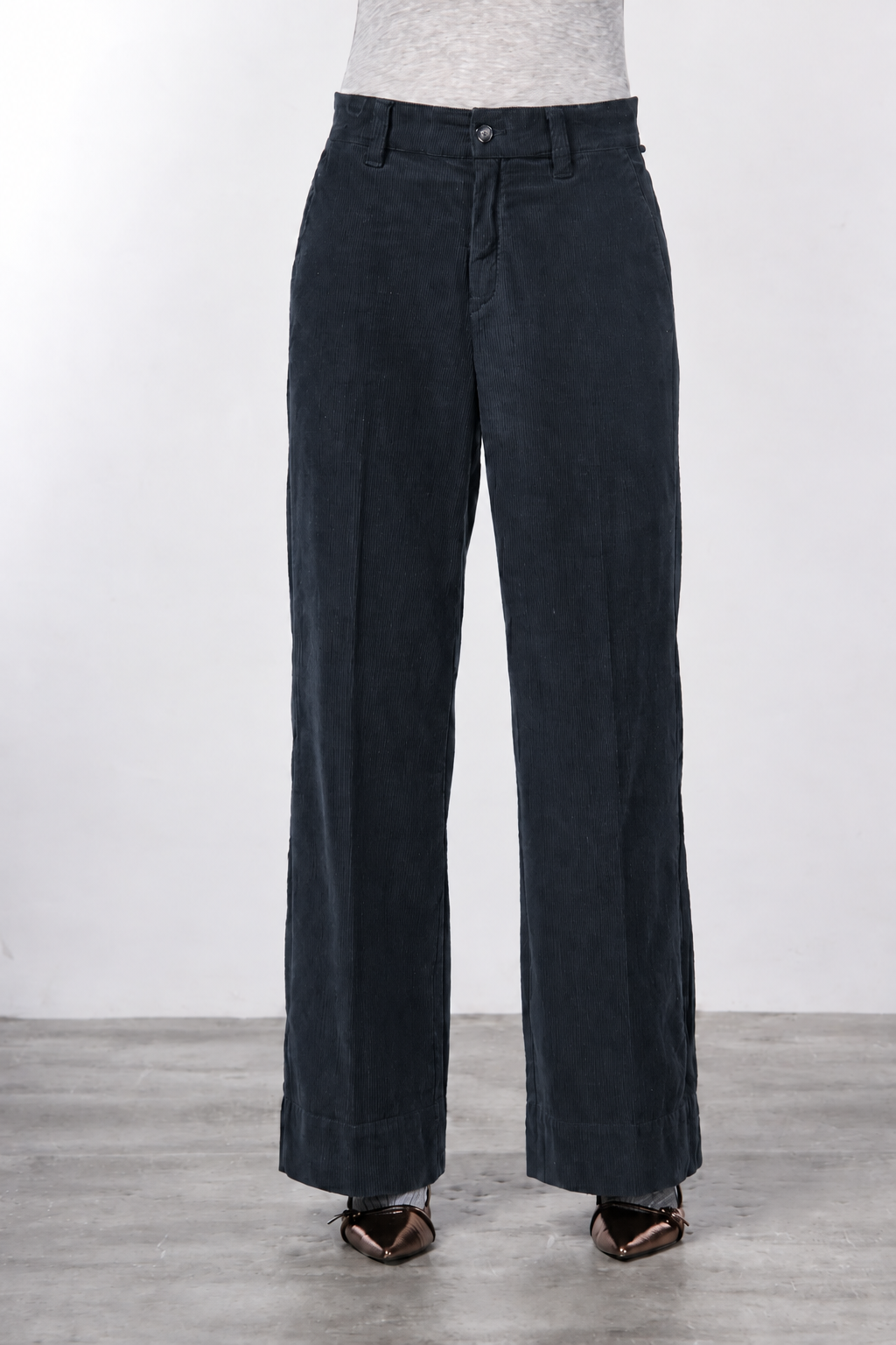 New York Wide pantalone chino donna in velluto 500 righe wide leg