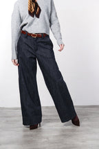 New York Wide pantalone chino 5 tasche donna in denim stretch wide leg