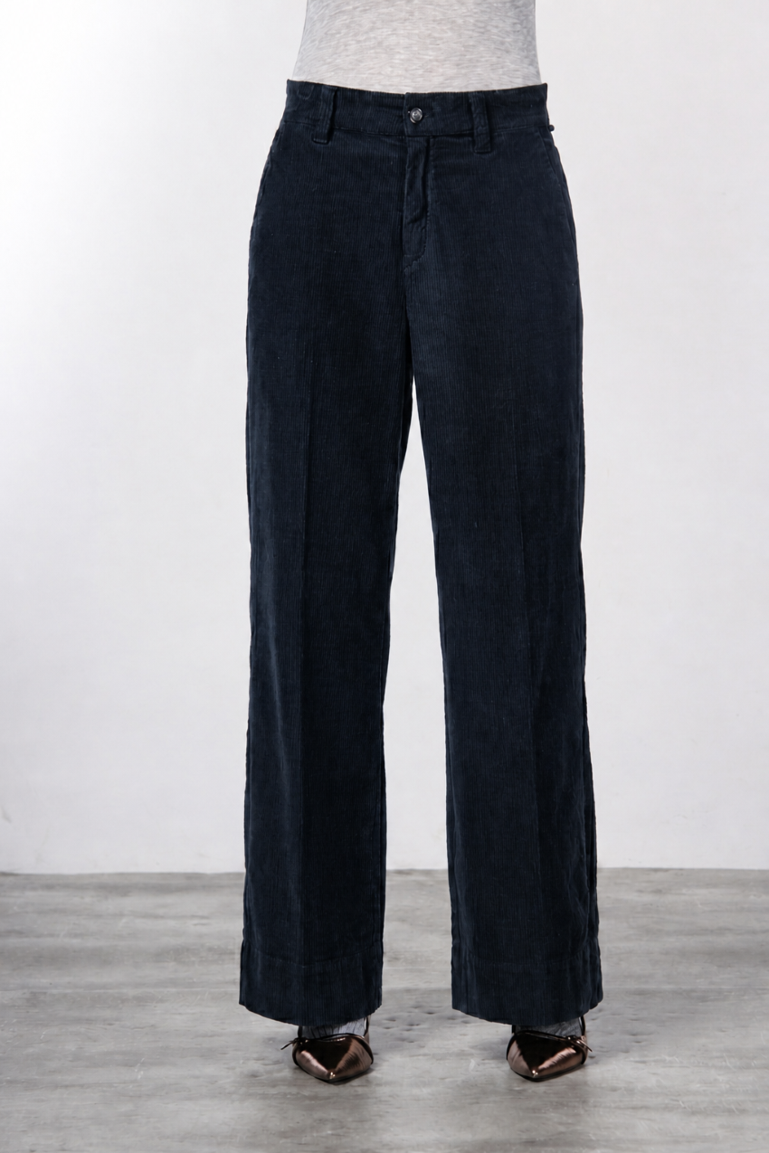 New York Wide pantalone chino donna in velluto 500 righe wide leg