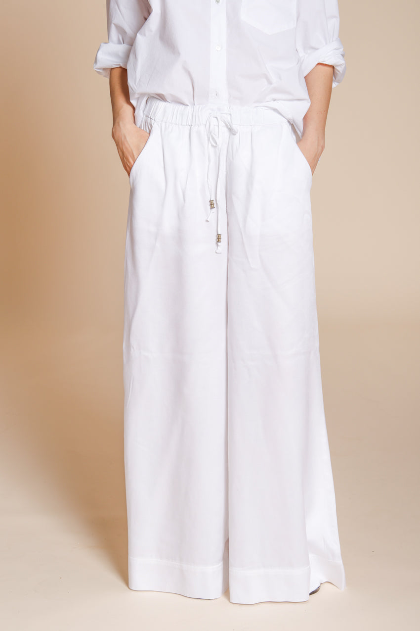 Portofino pantalón chino jogger mujer en tela de lino y algodón ligera wide leg