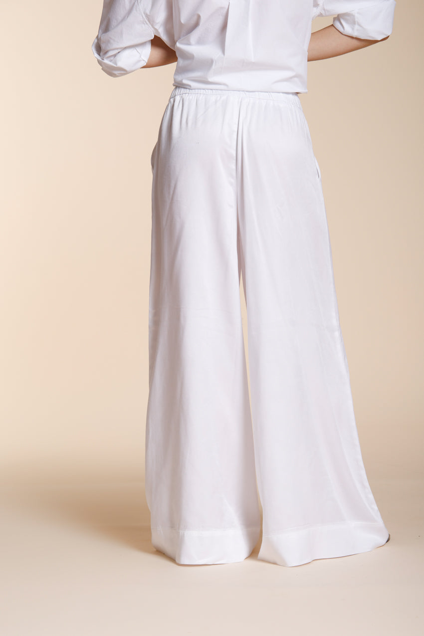 Portofino pantalone chino jogger donna in tela di lino e cotone leggero wide leg