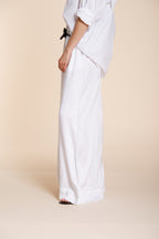 Portofino pantalone chino jogger donna in tela di lino e cotone leggero wide leg