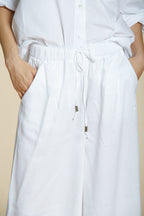 Portofino pantalone chino jogger donna in tela di lino e cotone leggero wide leg