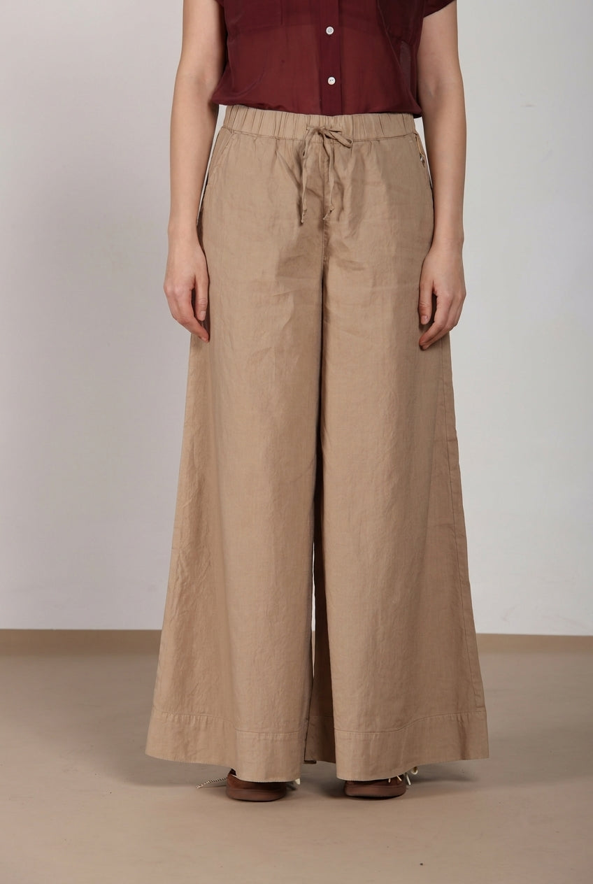 Portofino pantalon chino jogger femme en toile de lin et coton légère wide leg