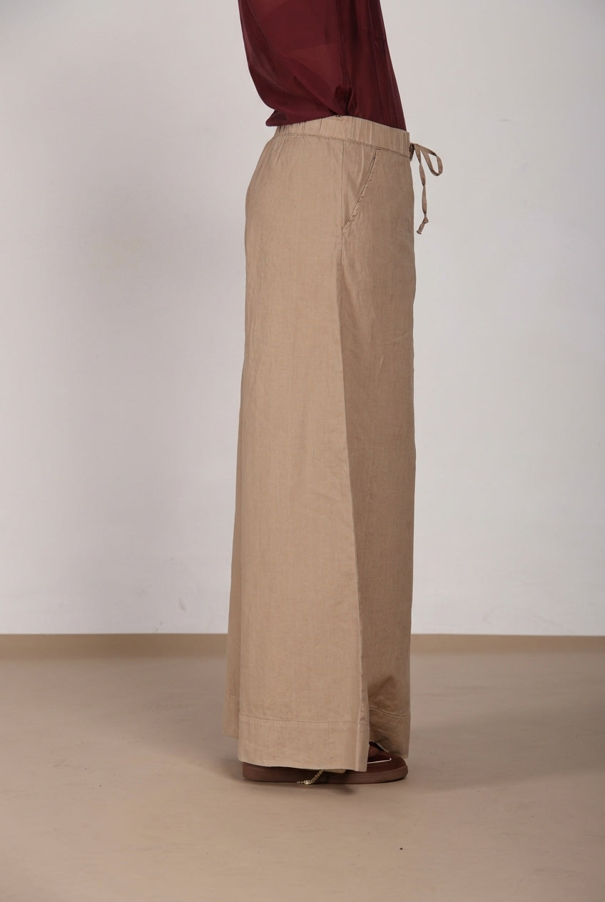 Portofino pantalon chino jogger femme en toile de lin et coton légère wide leg