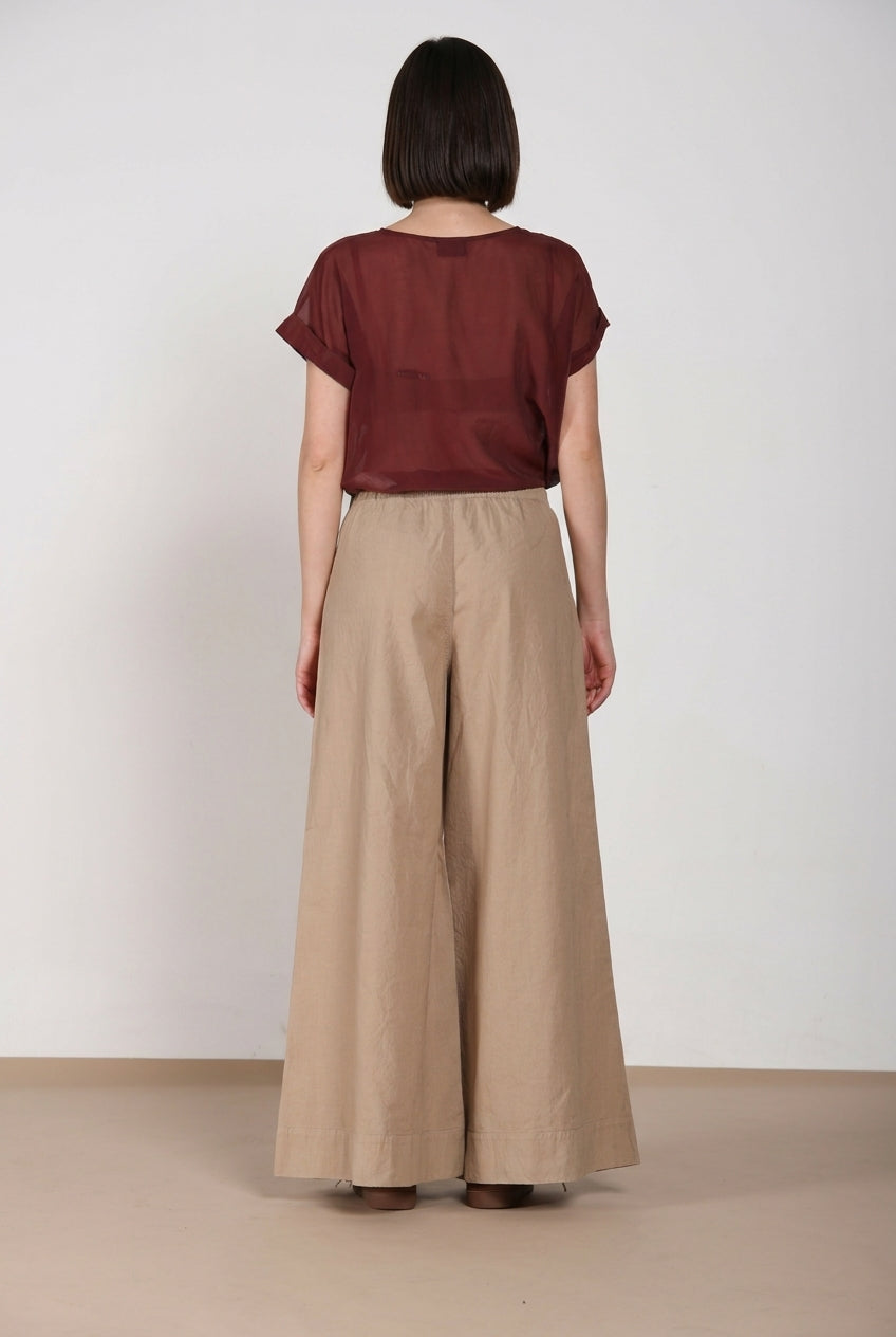 Portofino pantalon chino jogger femme en toile de lin et coton légère wide leg
