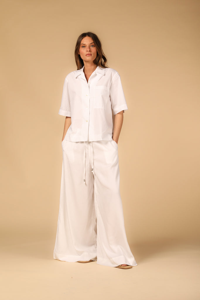 immagine 2 di pantalone chino donna modello Portofino in bianco fit relaxed di Mason's