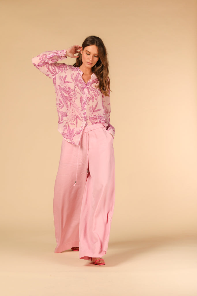 immagine 2 di pantalone chino donna modello Portofino in lilla fit relaxed di Mason's