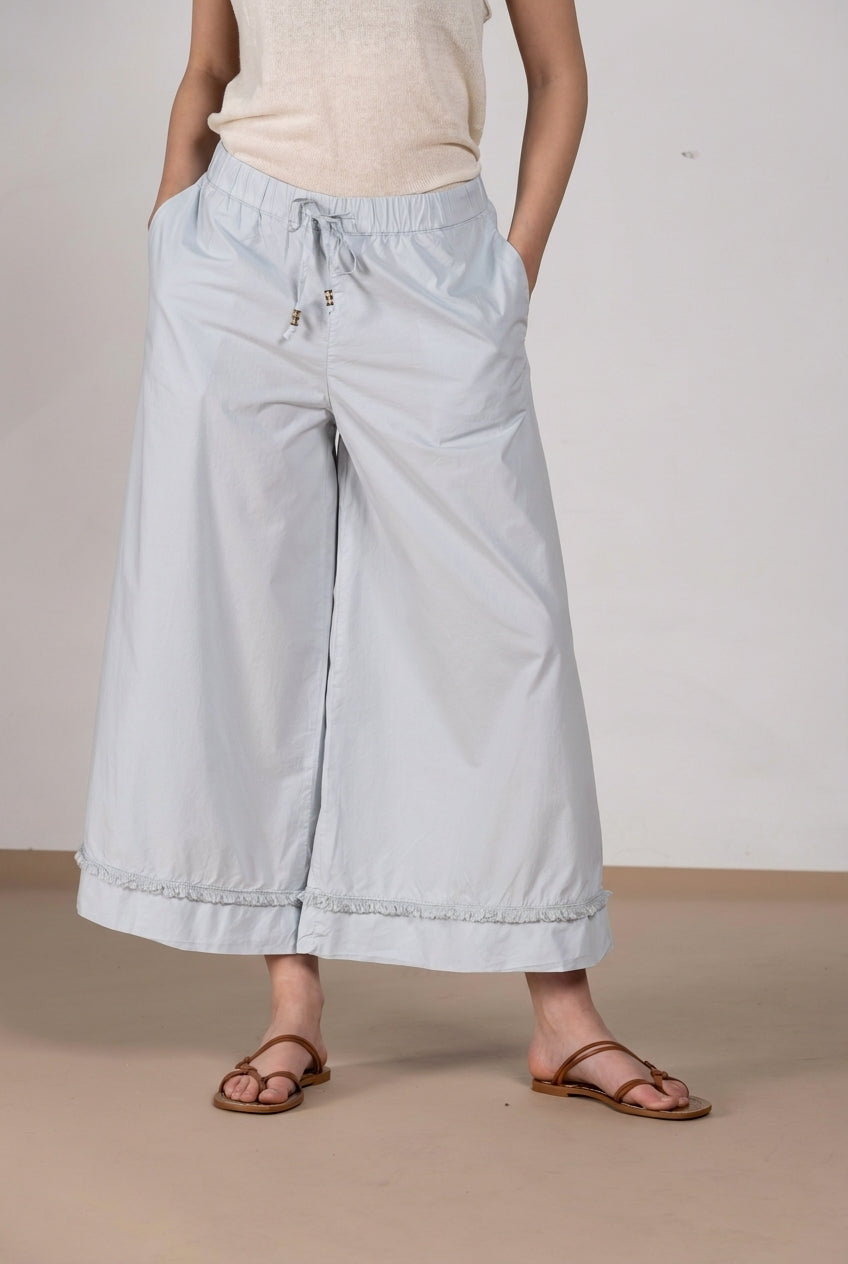 Portofino Cropped pantalon chino jogger femme en popeline wide leg