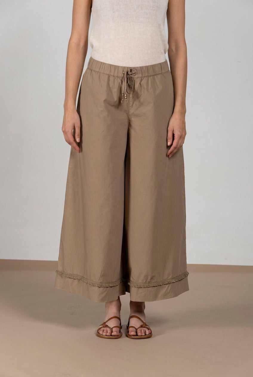 Portofino Cropped pantalon chino jogger femme en popeline wide leg