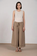 Portofino Cropped pantalon chino jogger femme en popeline wide leg