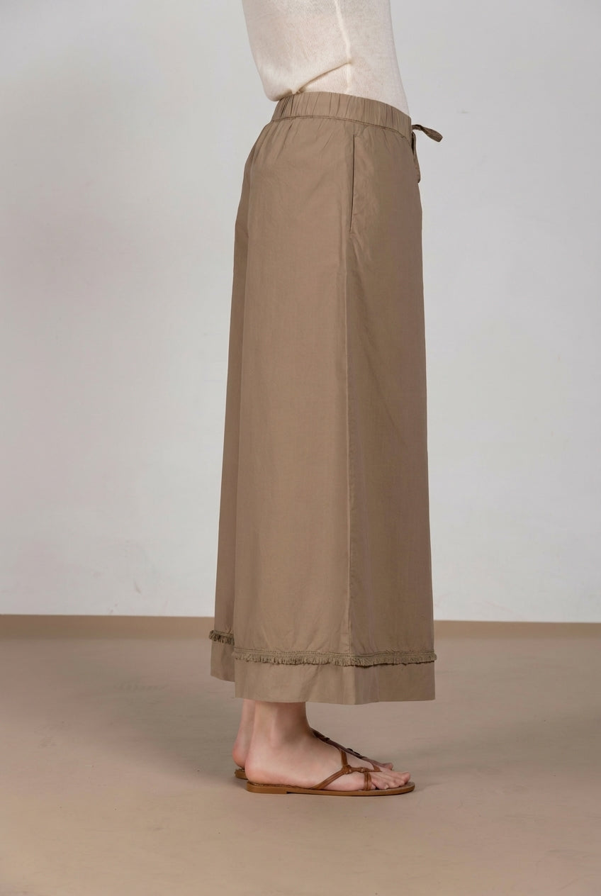 Portofino Cropped pantalon chino jogger femme en popeline wide leg