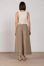 Portofino Cropped pantalon chino jogger femme en popeline wide leg