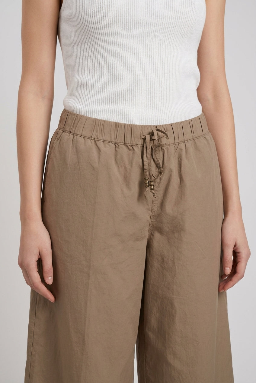 Portofino Cropped pantalon chino jogger femme en popeline wide leg