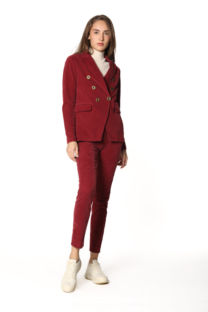 Immagine 2 di pantalone chino donna in velluto color rubino modello New York Slim di Mason's