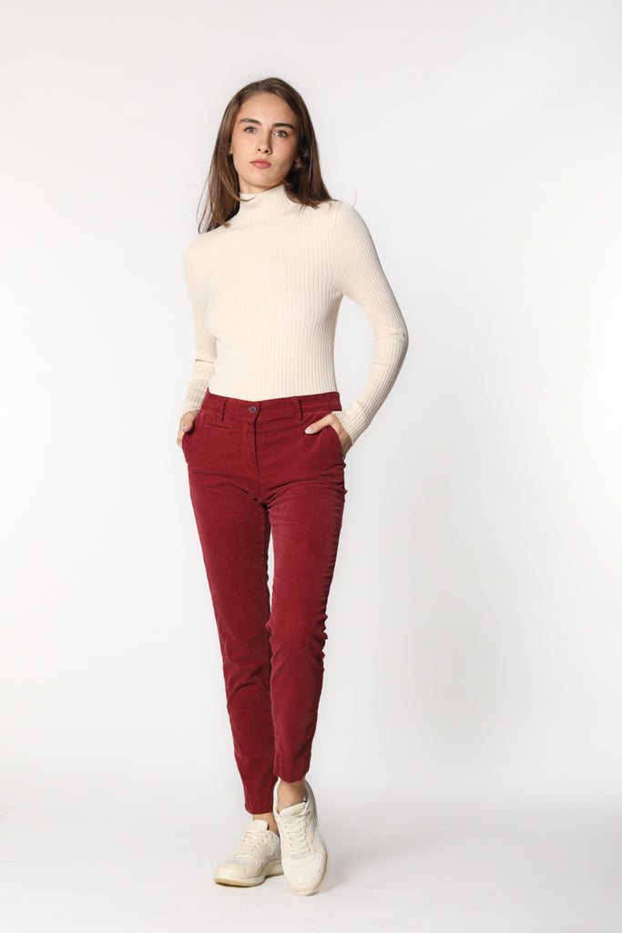 Immagine 1 di pantalone chino donna in velluto color rubino modello New York Slim di Mason's