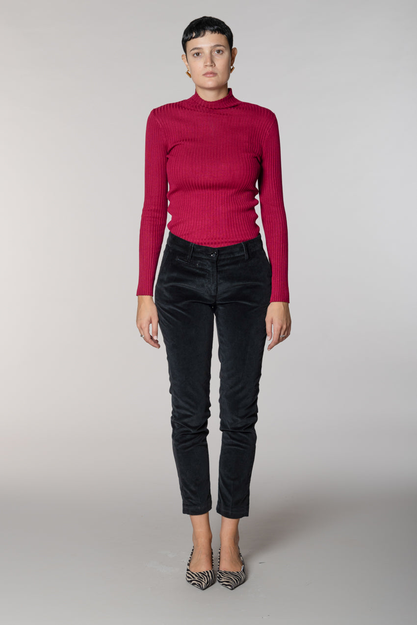 New York Slim pantalone chino donna in velluto a coste slim fit