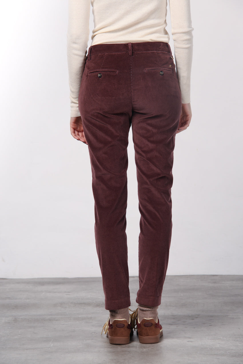 New York Slim pantalone chino donna in velluto a costa grande slim fit ①