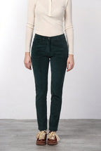 New York Slim pantalone chino donna in velluto a costa grande slim fit ①
