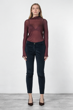 New York Slim pantalon chino femme en velours côtelé à grosses côtes, coupe slim ①