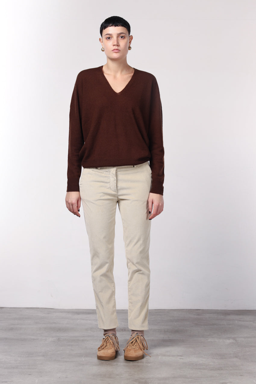 New York Slim pantalone chino donna in velluto a costa grande slim fit ①