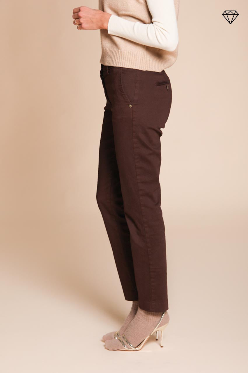Foto 4 New York Slim pantalone chino donna in raso slim fit ①
