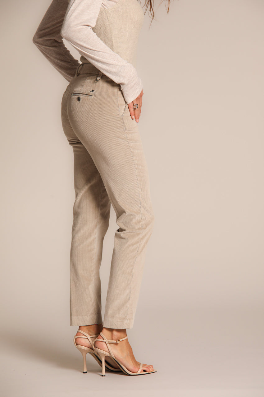 New York Slim pantalone chino donna in velluto a coste slim fit